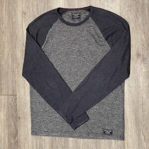 Abercrombie & Fitch Long Sleeve Raglan Shirt Men's Large Heather Gray Blue Y2K